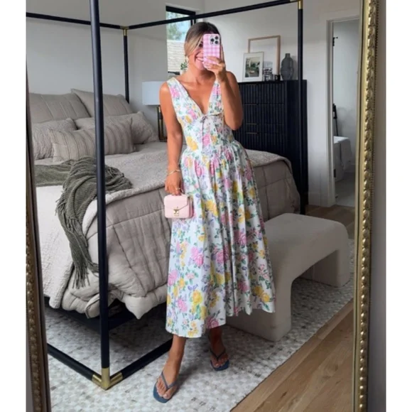 NEW House of CB Emmelina White Vintage Rose Print Dress XS - Picture 13 of 17